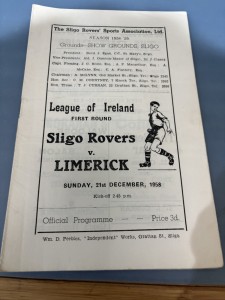 SLIGO ROVERS v LIMERICK Dec 1958 for sale on Ebay