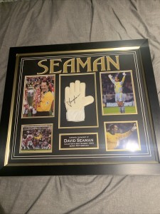 David Seaman Signed Glove And Photo Montage Framed Comes With COA for sale on Ebay