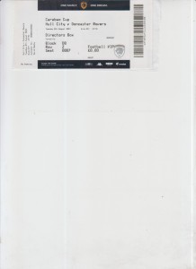 8  8  23  Hull  City  v  Doncaster   league  cup   directors  box  match  ticket for sale on Ebay