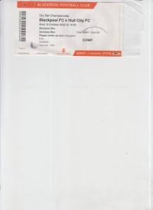 19  10  22  Blackpool  v  Hull  City      directors  box    match  ticket for sale on Ebay
