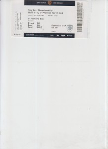 28  10  23  Hull  City  v  Preston      directors box  match  ticket for sale on Ebay