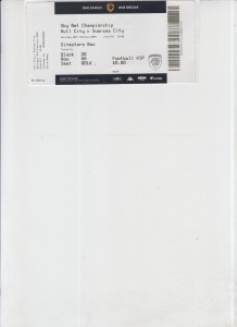 10  2  24  Hull  City  v  Swansea    directors  box  match  ticket for sale on Ebay