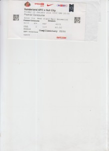 19  1  24  Sunderland  v  Hull  City          match  ticket for sale on Ebay