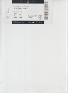 12  1  24  Hull  City  v  Norwich  City        directors  box   match  ticket for sale on Ebay