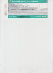 15  4  23  Blackburn  v  Hull  City     directors  box    match  ticket for sale on Ebay