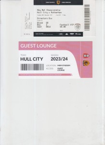 28  11  23  Hull  City  v  Rotherham      directors  box    match  ticket for sale on Ebay