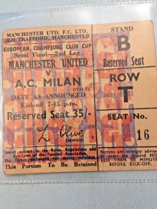 Man United v A.C. Milan1969 champions League  cup 2nd leg 1969 ticket for sale on Ebay