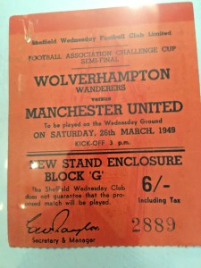 Wolverhampton Wanderers V Man United FA Challenge Cup Semi Final 1949 ticket for sale on Ebay