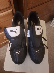 PUMA Black Leather 1990s Vintage Football Boots Size UK 9 for sale on Ebay