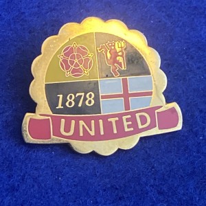 Manchester United Supporters Club “UNITED” Badge MUFC Lancashire Rose-Red Devils for sale on Ebay