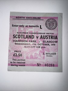 Scotland V Austria 17th October 1979 European Championship Match Ticket Stub for sale on Ebay