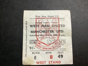 West Ham United v Manchester United ticket stub 1969 29th March for sale on Ebay