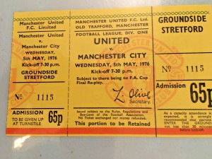 Man United V Man City 1976 ticket for sale on Ebay