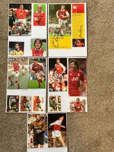 17 hand signed pictures of former Arsenal footballers for sale on Ebay