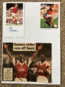 8 hand signed pictures of former Arsenal footballers for sale on Ebay