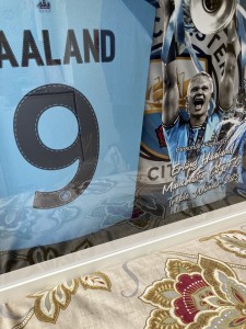 Erling Haaland Signed Manchester City Home Shirt - Blue Light Up Frame Display for sale on Ebay