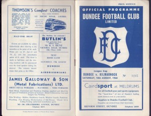 Programme Dundee v Kilmarnock League Cup  10-8-1968 for sale on Ebay