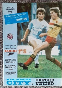 MANCHESTER CITY v OXFORD UNITED   DIVISION ONE  1st MARCH 1986; INCLUDES POSTAGE for sale on Ebay