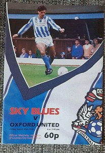 COVENTRY CITY v OXFORD UNITED   DIVISION ONE  20th MARCH 1987 INCLUDES POSTAGE for sale on Ebay