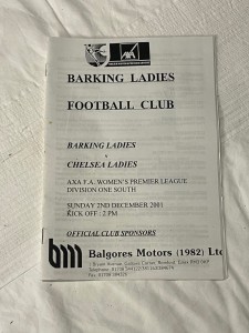 2001 Women's football programme Barking Ladies v Chelsea Ladies for sale on Ebay