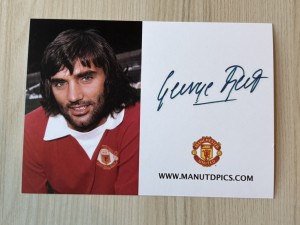 George Best Manchester United Club Card Style Pre Printed Signed Autograph for sale on Ebay