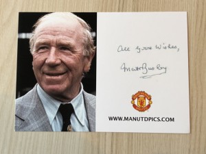 Sir Matt Busby Manchester United Club Card Style Pre Printed Signed Autograph for sale on Ebay