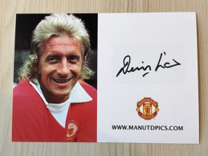 Denis Law Manchester United Club Card Style Pre Printed Signed Autograph for sale on Ebay