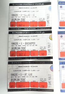 Rangers FC European Match Ticket Collection x 27 - 1986 to 2003 - Rare Bundle for sale on Ebay
