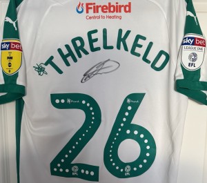 2018/19 - Plymouth Argyle SIGNED & MATCH WORN Away Shirt (#26 Oscar Threlkeld) for sale on Ebay