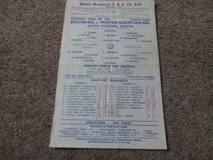 Bolton Wanderers Reserves V Preston N.E. Reserves 67/68 Programme for sale on Ebay