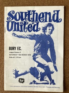 SOUTHEND UNITED V BURY. 13TH MARCH 1976. DIVISION THREE. for sale on Ebay