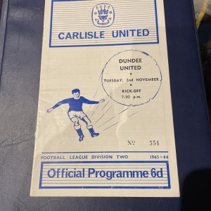 Carlisle United V Dundee United 2 Nov 1965 for sale on Ebay