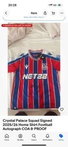 2025/26 Crystal Palace Squad Signed Shirt COA Included for sale on Ebay