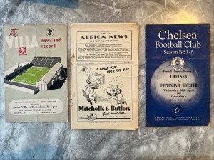 1951 - 1952 Tottenham Away Football Programmes (Aston Villa, West Brom, Chelsea) for sale on Ebay