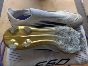 F50 Elite Laceless Firm Ground Boots Cloud White / Core Black/Gold Metallic 10UK for sale on Ebay