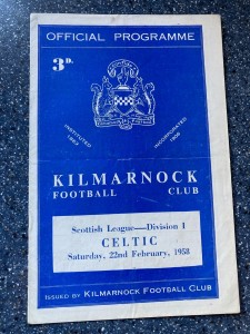 Kilmarnock v Celtic 22nd February 1958 for sale on Ebay