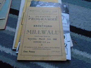 BRENTFORD V MILLWALL 1944-5 FLS CUP WAR TIME ISSUE for sale on Ebay