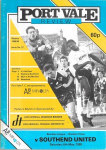 PORT VALE   v.   SOUTHEND UNITED.   Division Three.   1988/89 for sale on Ebay