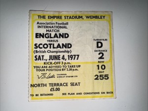England V Scotland 4th June 1977 International Match Ticket Stub for sale on Ebay
