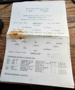 IPSWICH TOWN V NORWICH CITY  EJCF  FINAL  1973/74 SINGLE SHEET for sale on Ebay