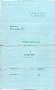 1974/75  PLYMOUTH ARGYLE RESERVES v BRISTOL CITY RESERVES  Football Combination for sale on Ebay