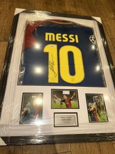 DELUXE FRAMED Lionel Messi Hand Signed Barcelona Shirt Beckett Witnessed COA for sale on Ebay