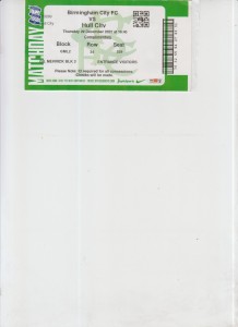 29  12  22  Birmingham  City  v  Hull  City      complimentary  match  ticket for sale on Ebay