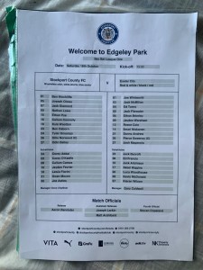 Stockport County v Exeter City (Team sheet) 2025 for sale on Ebay