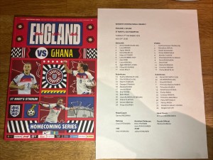 English Vs Ghana Homecoming Series Women’s Football 2/12/25 Program + Team Sheet for sale on Ebay
