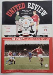 Manchester United v Everton FC Programme 11/1/1992 Man Utd inc Ticket for sale on Ebay