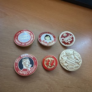 SIX MANCHESTER UNITED BADGES GEORGE BEST BUSBY BABES ERIC CANTONA MAN UTD MUFC for sale on Ebay