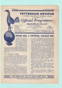 1956-1957 FOOTBALL COMBINATION : TOTTENHAM HOTSPUR v CRYSTAL PALACE RESERVES for sale on Ebay