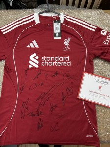 Liverpool FC Signed squad shirt 25/26Autographed x16 Salah VVD + LiverpoolCOA for sale on Ebay
