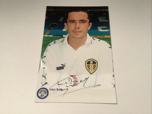 SIGNED GARY KELLY OF LEEDS UNITED COLOUR PLAYER PHOTO FROM CLUB SHOP 1990’s for sale on Ebay